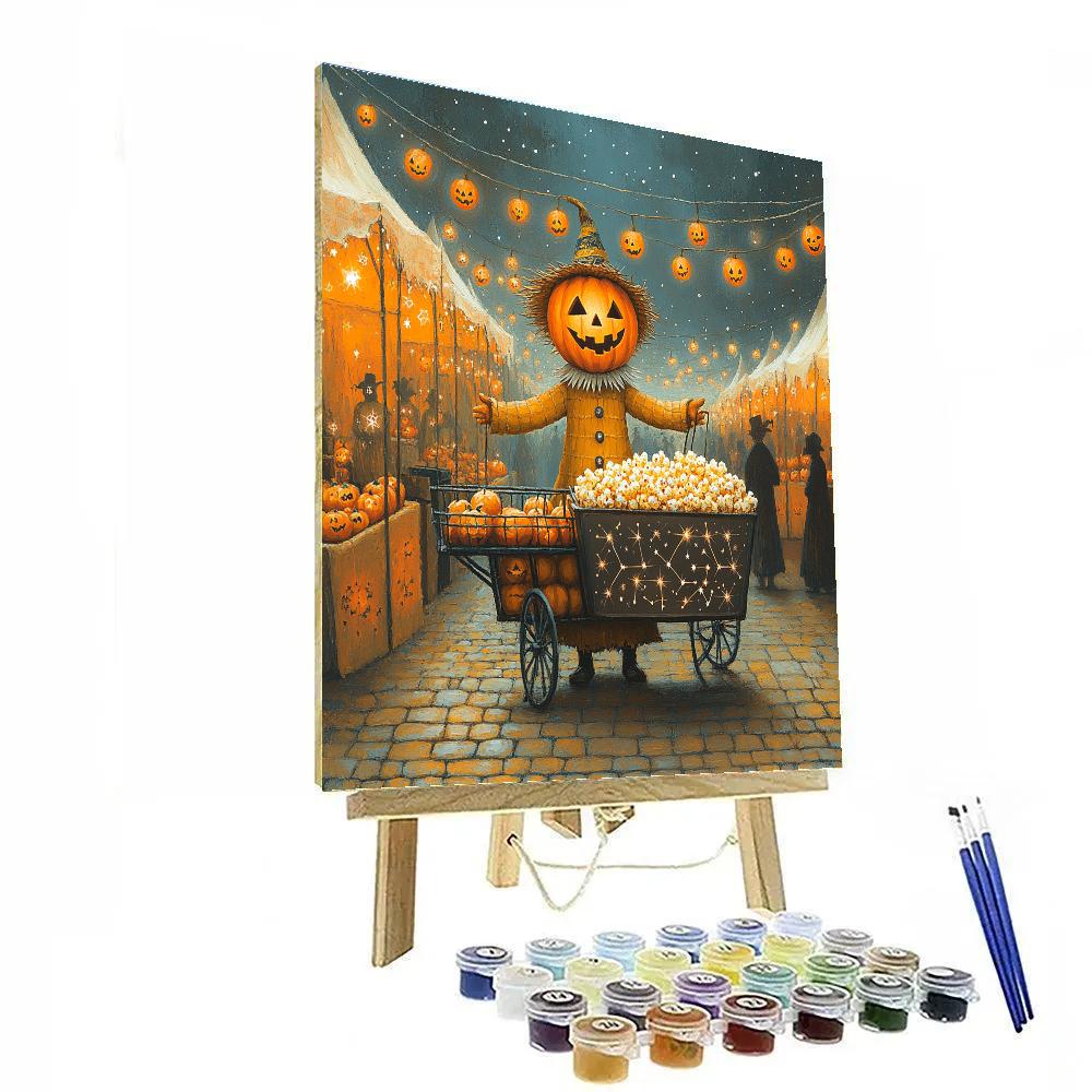 Festival Cart In Spooky Starlight Market Paint by numbers art