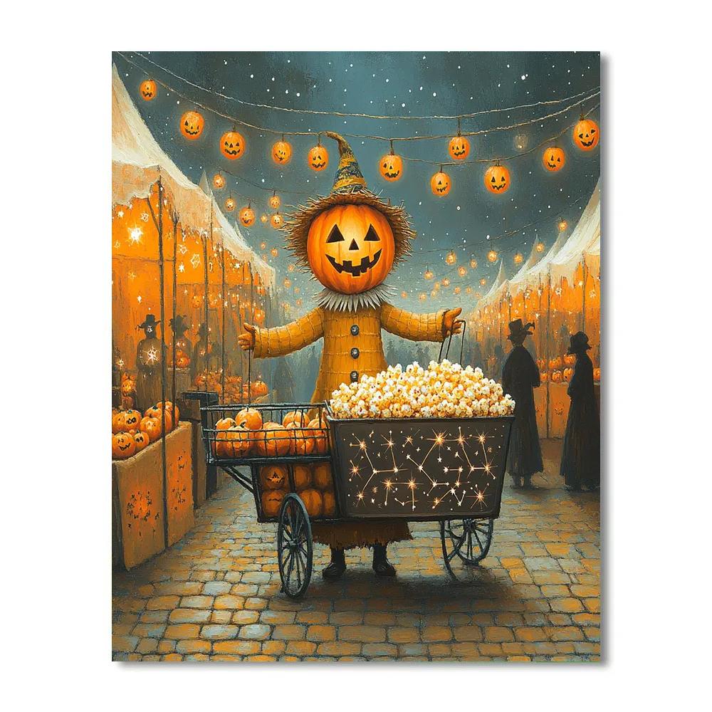 Festival Cart In Spooky Starlight Market Paint by numbers art