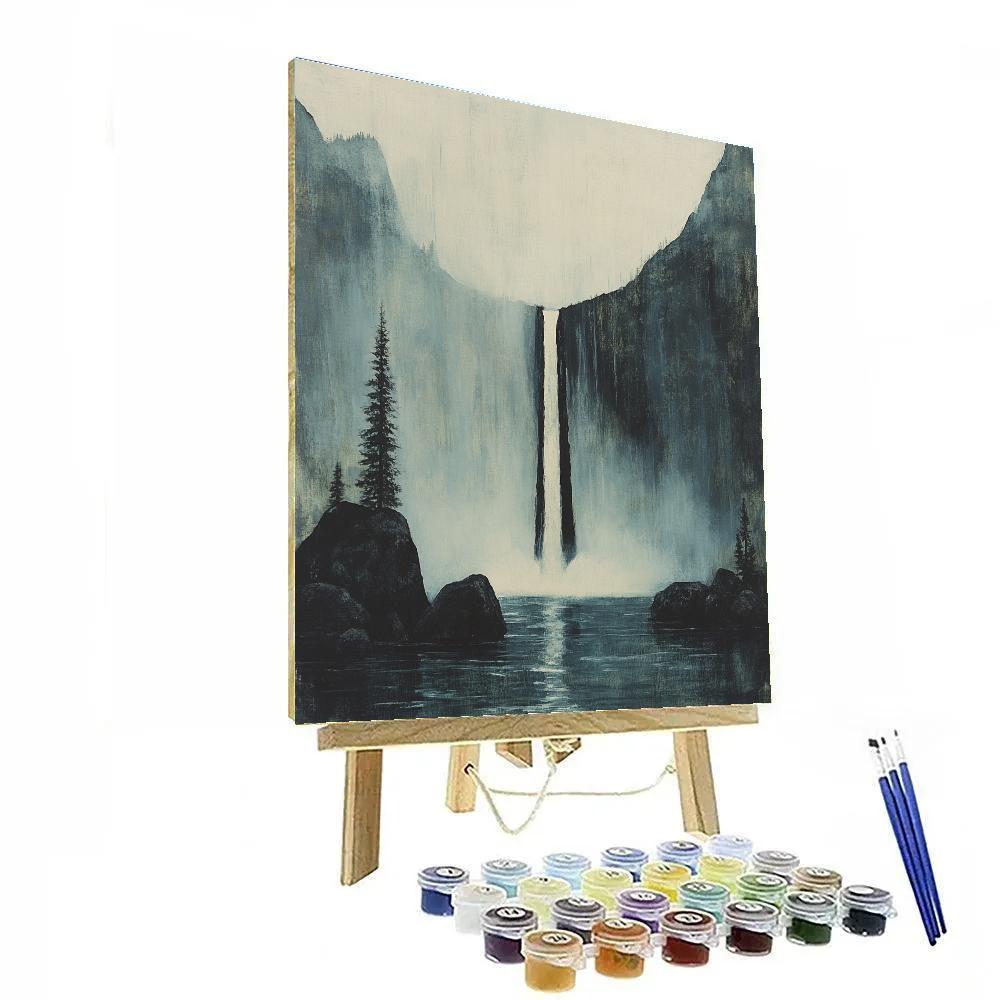 Leonardo Da Vinci Inspired Mountain Waterfall Anatomy paint by number