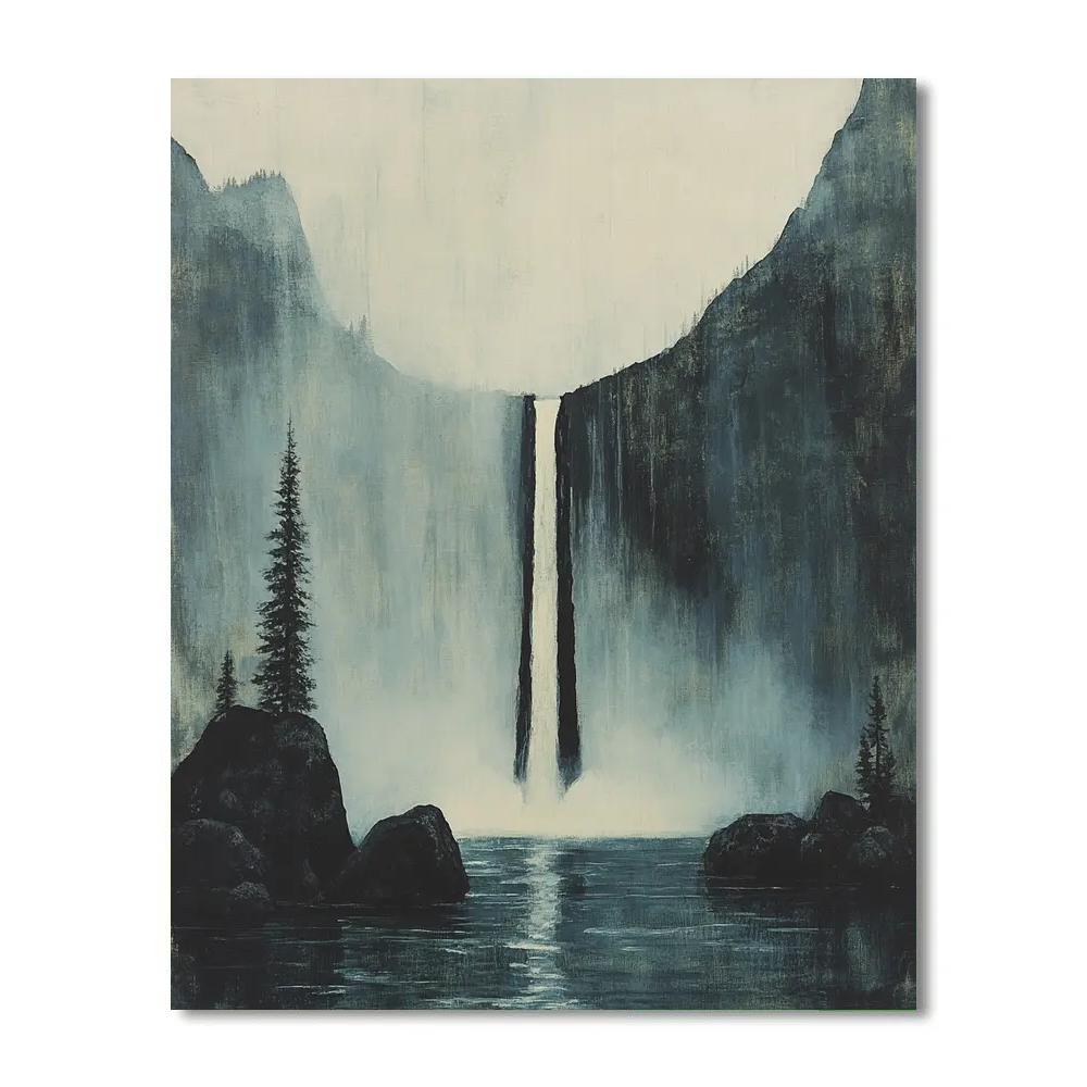 Leonardo Da Vinci Inspired Mountain Waterfall Anatomy paint by number