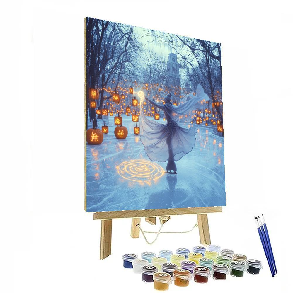 Haunted Ice Rink Of Frosted Jack Lanterns Painting by numbers kit