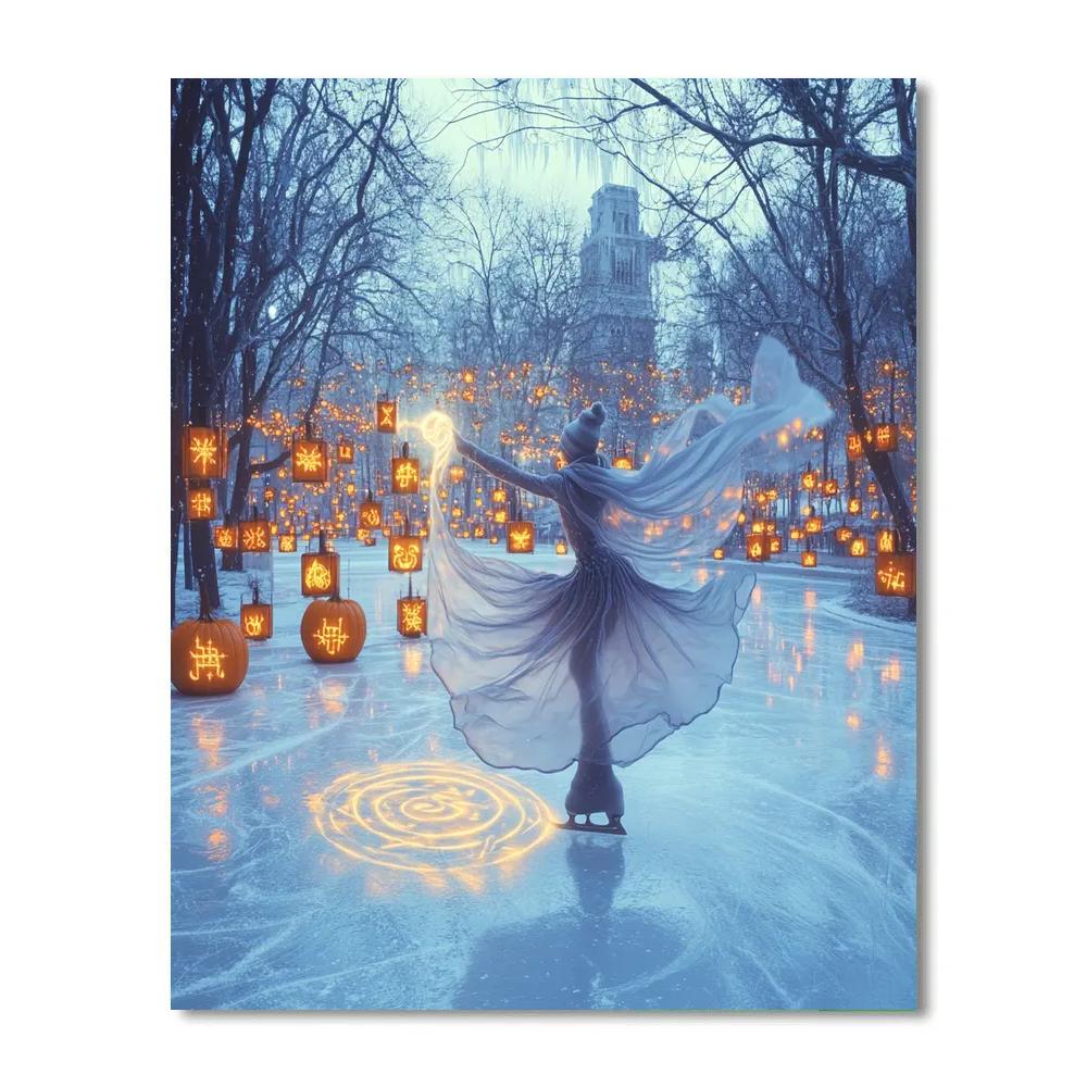Haunted Ice Rink Of Frosted Jack Lanterns Painting by numbers kit