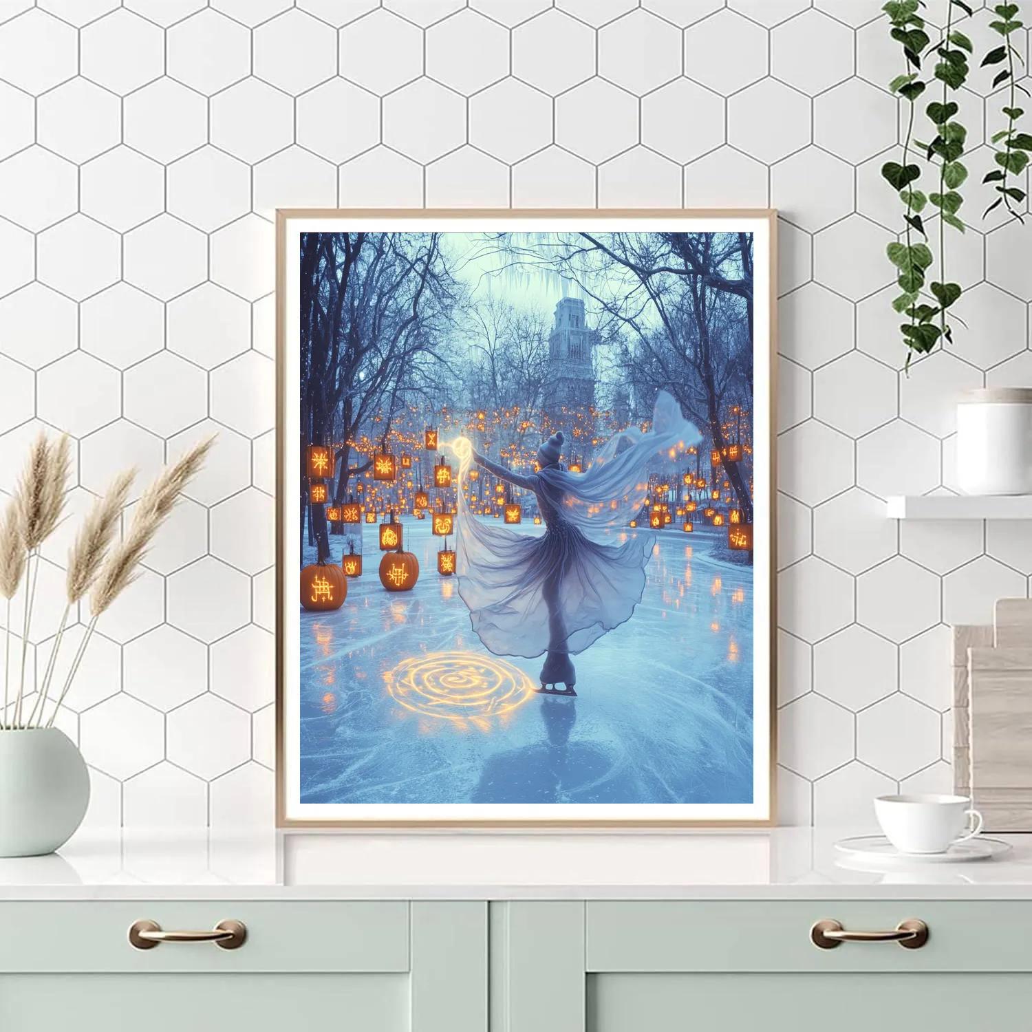 Haunted Ice Rink Of Frosted Jack Lanterns Painting by numbers kit