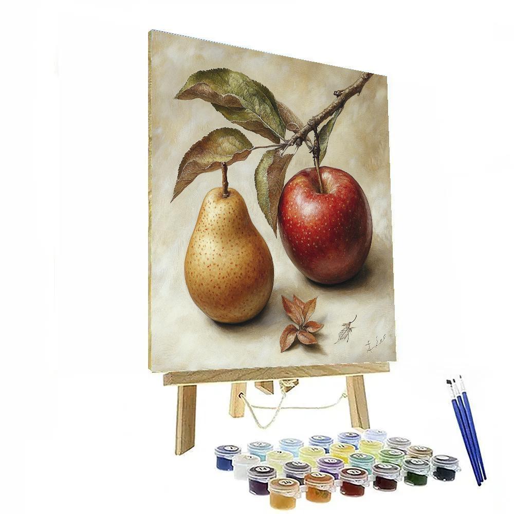 Leonardo Da Vinci Inspired Orchard Still Life Of Seasons paint by color