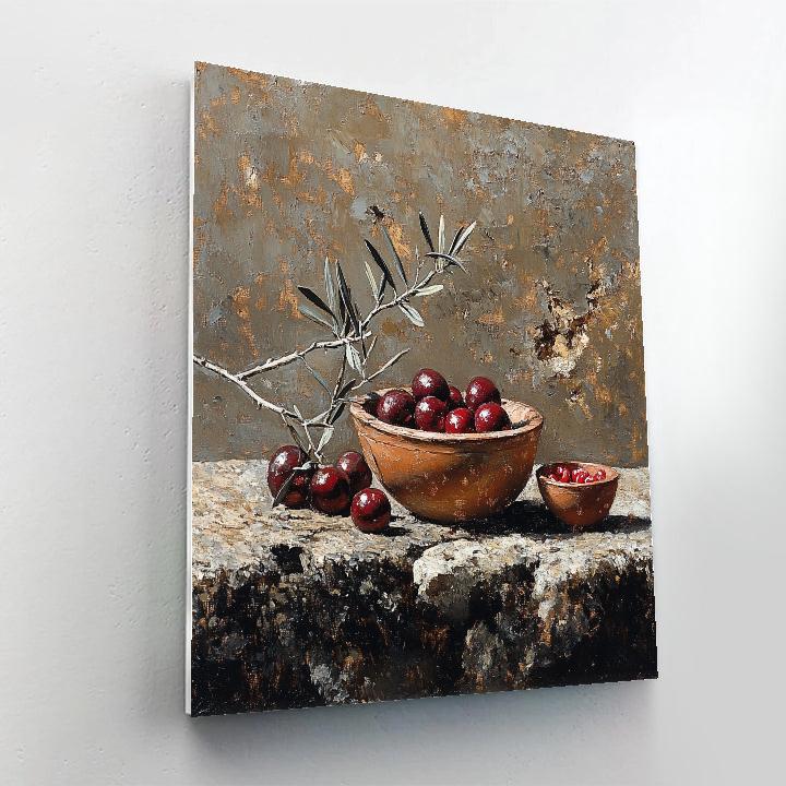 Diego Velázquez Inspired Market Still Life Of Pomegranates And Olive Branches paint by color