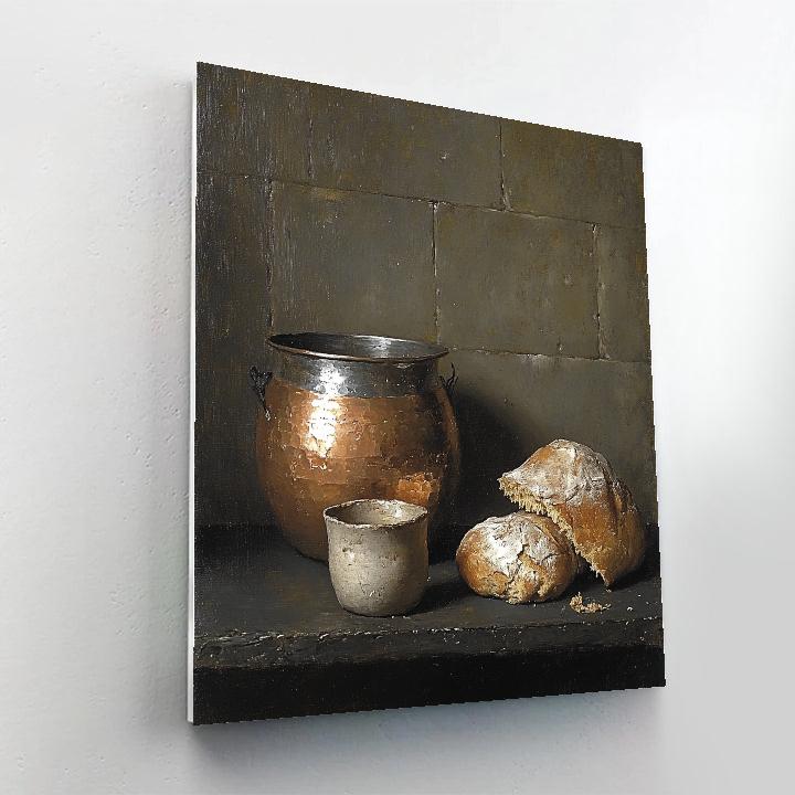 Diego Velázquez Inspired Copper Cookware With Bread And Linen Shadows DIY paint by numbers