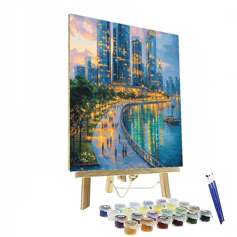 Mirrored Skyline Marina Bay Singapore Paint by numbers kits