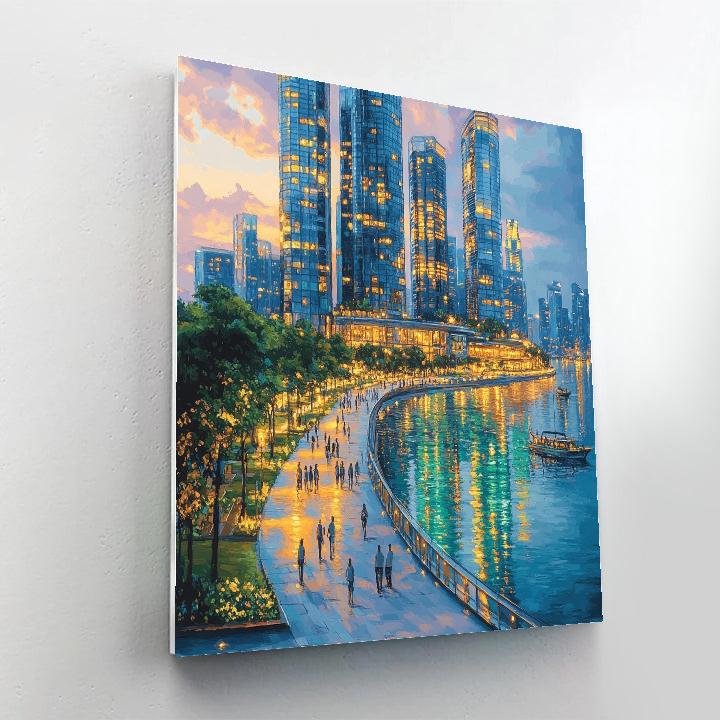 Mirrored Skyline Marina Bay Singapore Paint by numbers kits