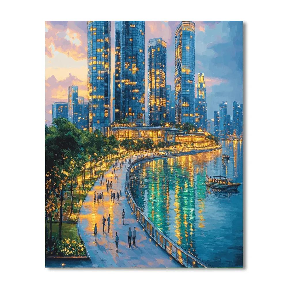 Mirrored Skyline Marina Bay Singapore Paint by numbers kits