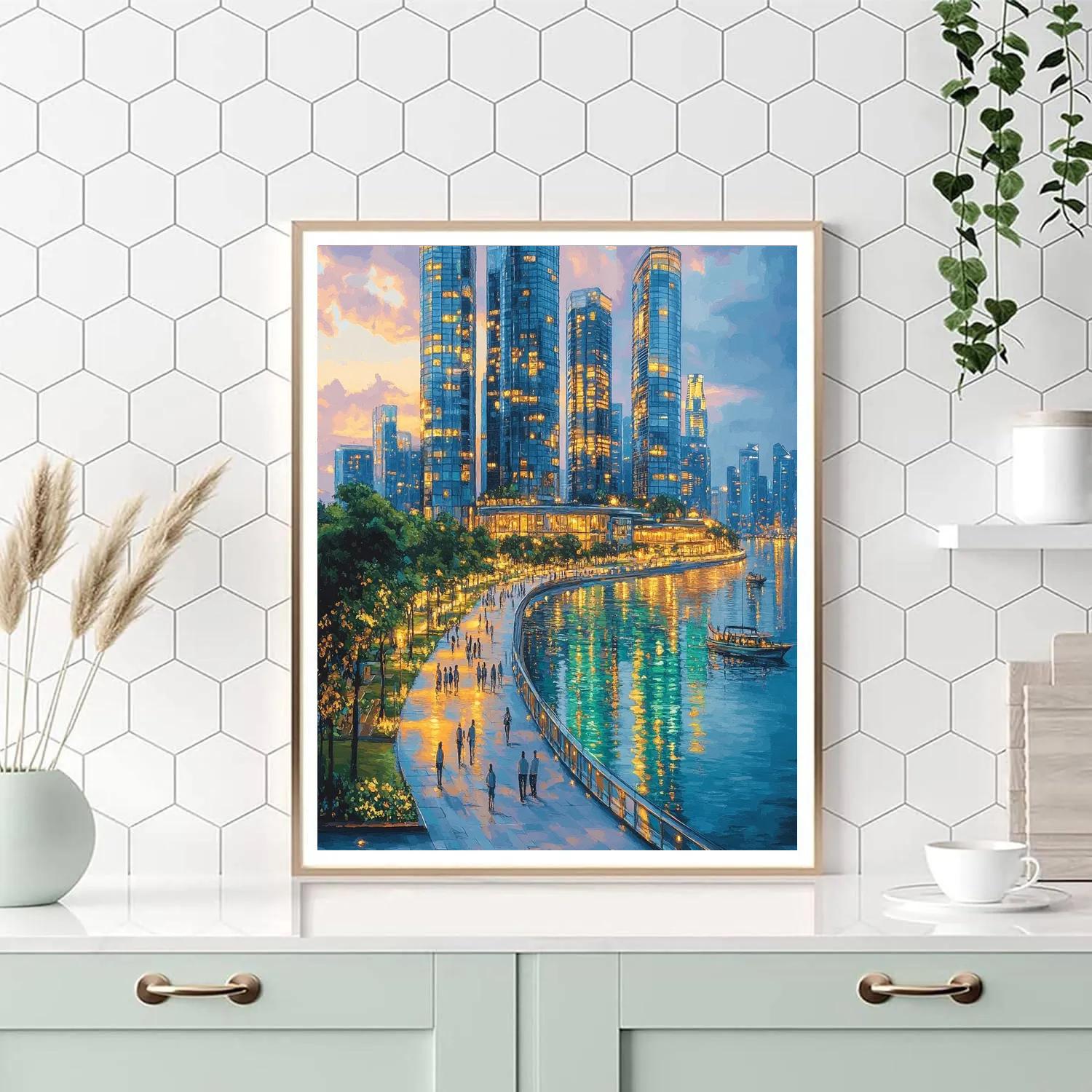 Mirrored Skyline Marina Bay Singapore Paint by numbers kits