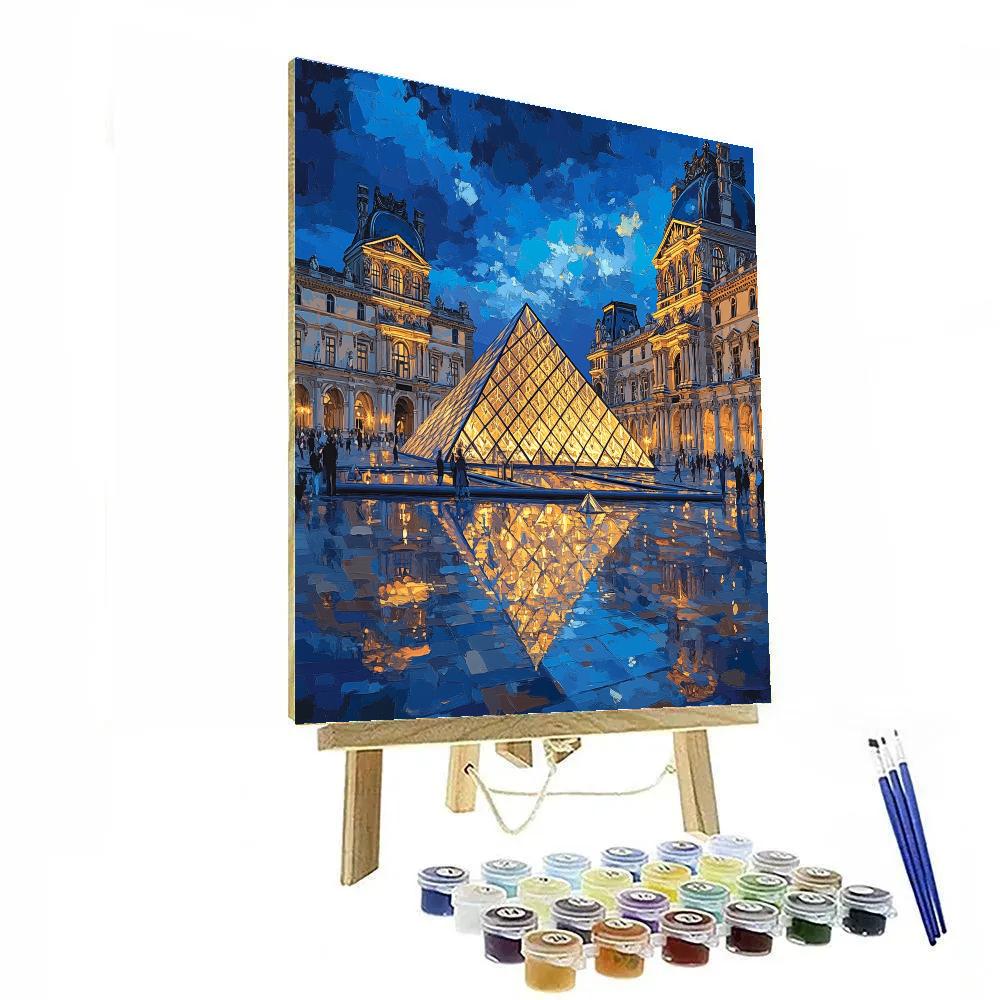 Glass Pyramid Of The Louvre Paris France Number painting