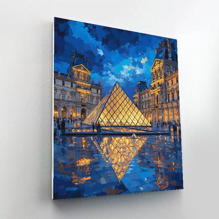 Glass Pyramid Of The Louvre Paris France Number painting