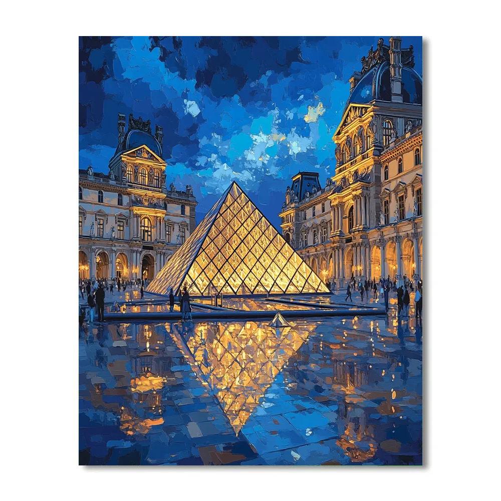 Glass Pyramid Of The Louvre Paris France Number painting