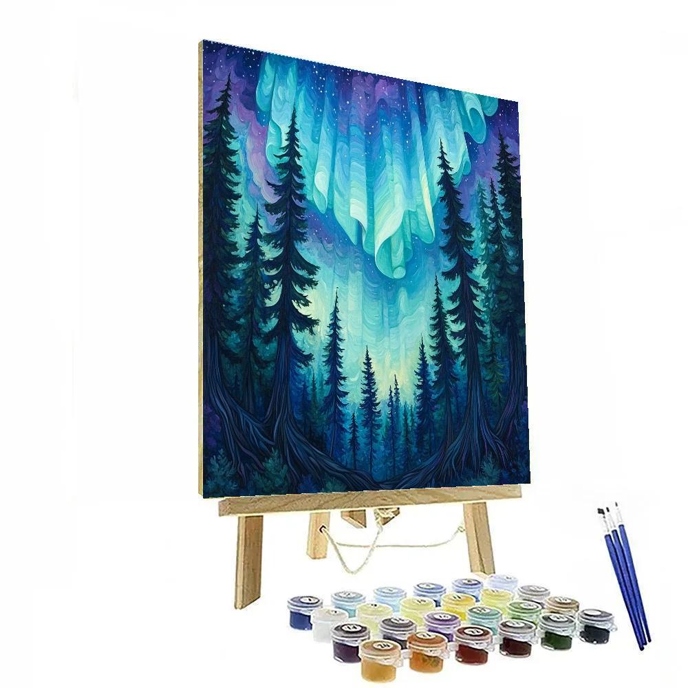 Emily Carr Inspired Northern Lights Through Hemlock Depths Numbered painting kits