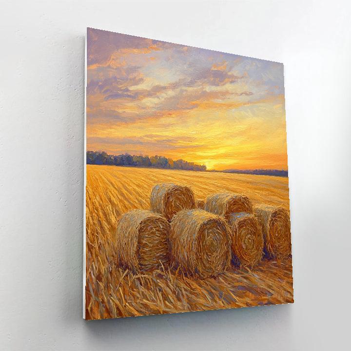 Claude Monet Inspired Haystacks At Golden Dusk paint by numbers