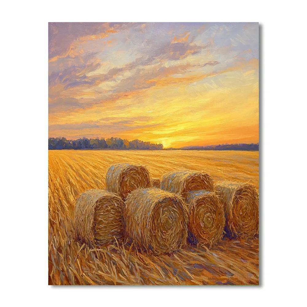 Claude Monet Inspired Haystacks At Golden Dusk paint by numbers