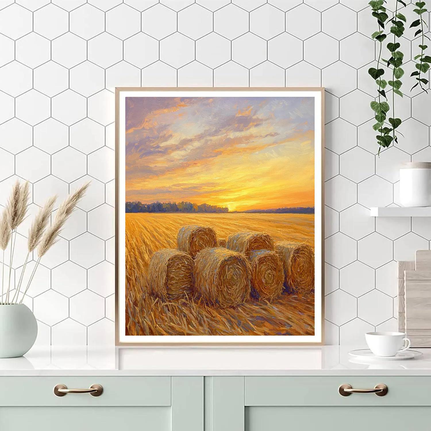 Claude Monet Inspired Haystacks At Golden Dusk paint by numbers