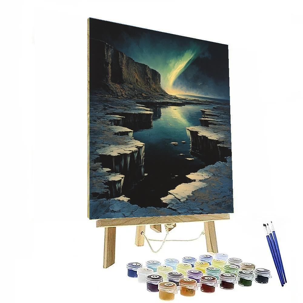 Francisco Goya Inspired Basalt Shore Under Auroral Veil paint by numbers