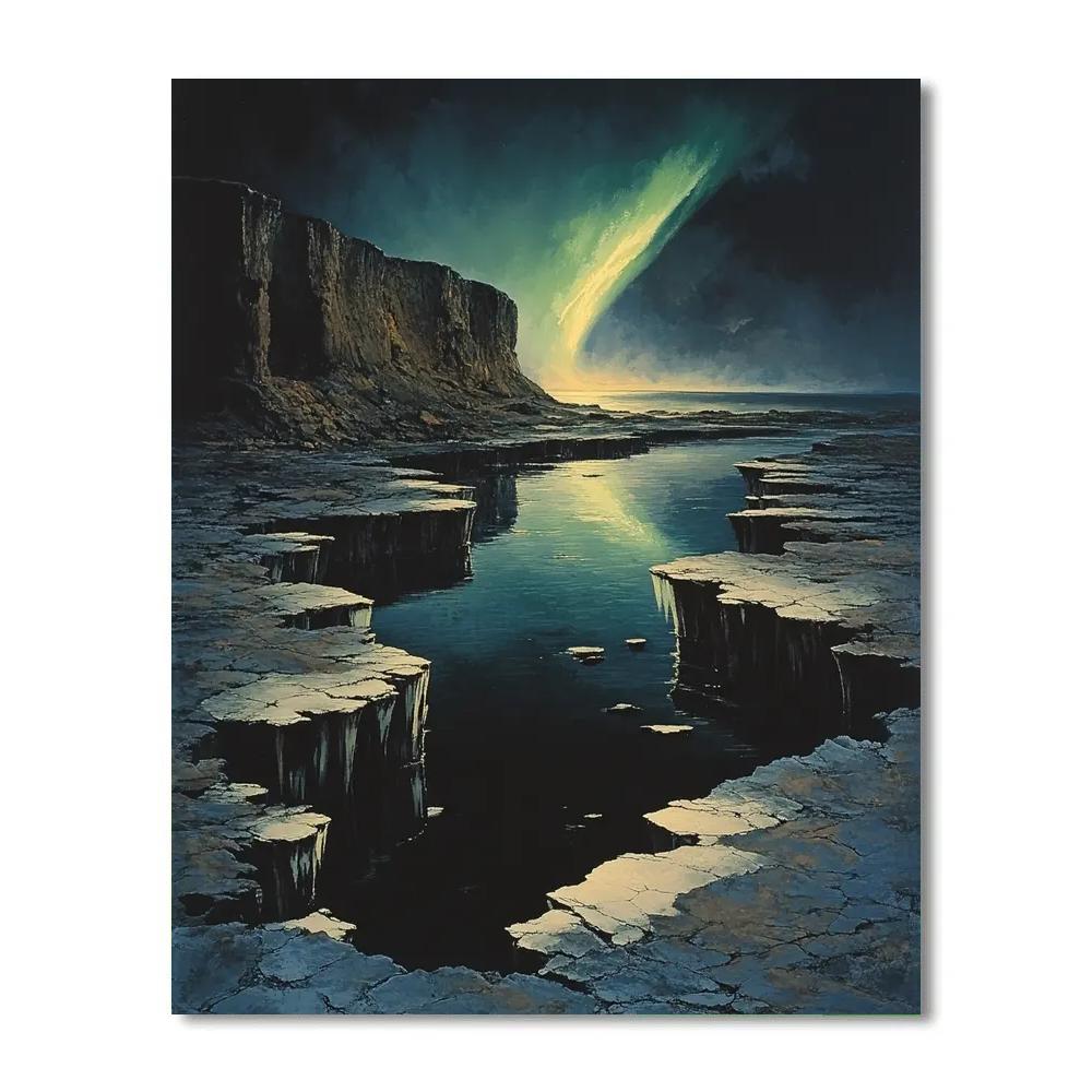 Francisco Goya Inspired Basalt Shore Under Auroral Veil paint by numbers