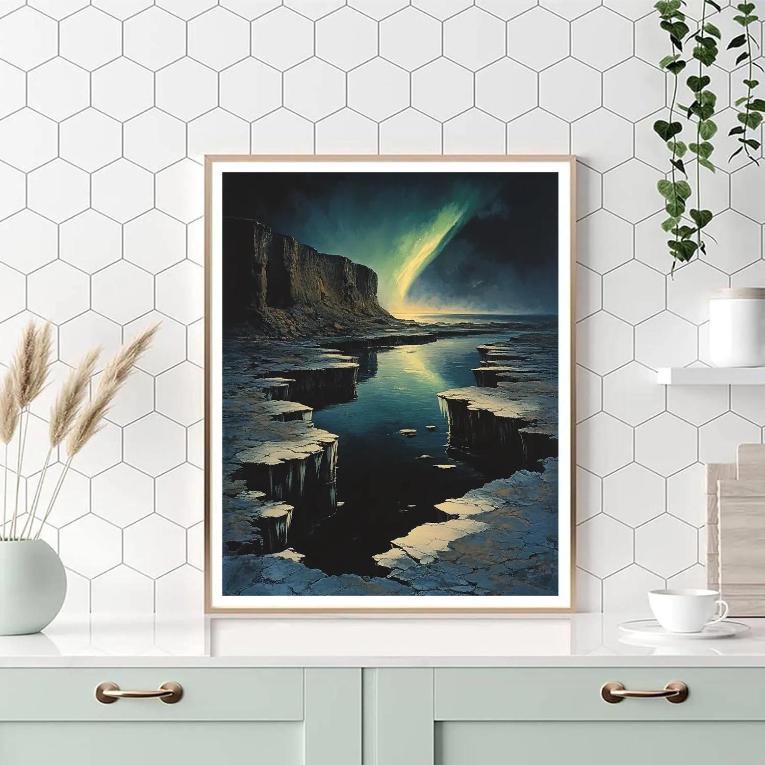 Francisco Goya Inspired Basalt Shore Under Auroral Veil paint by numbers