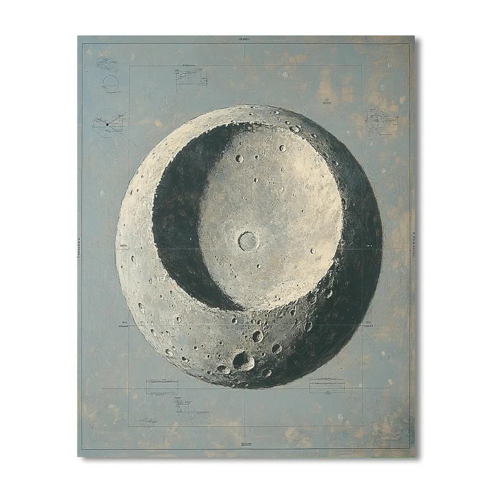 Leonardo Da Vinci Inspired Lunar Crater Study Numbered painting kits