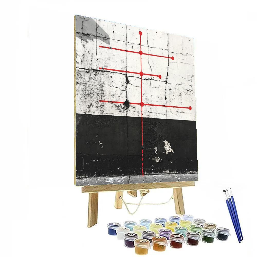 Banksy Inspired Borderless Redline Horizon Number painting