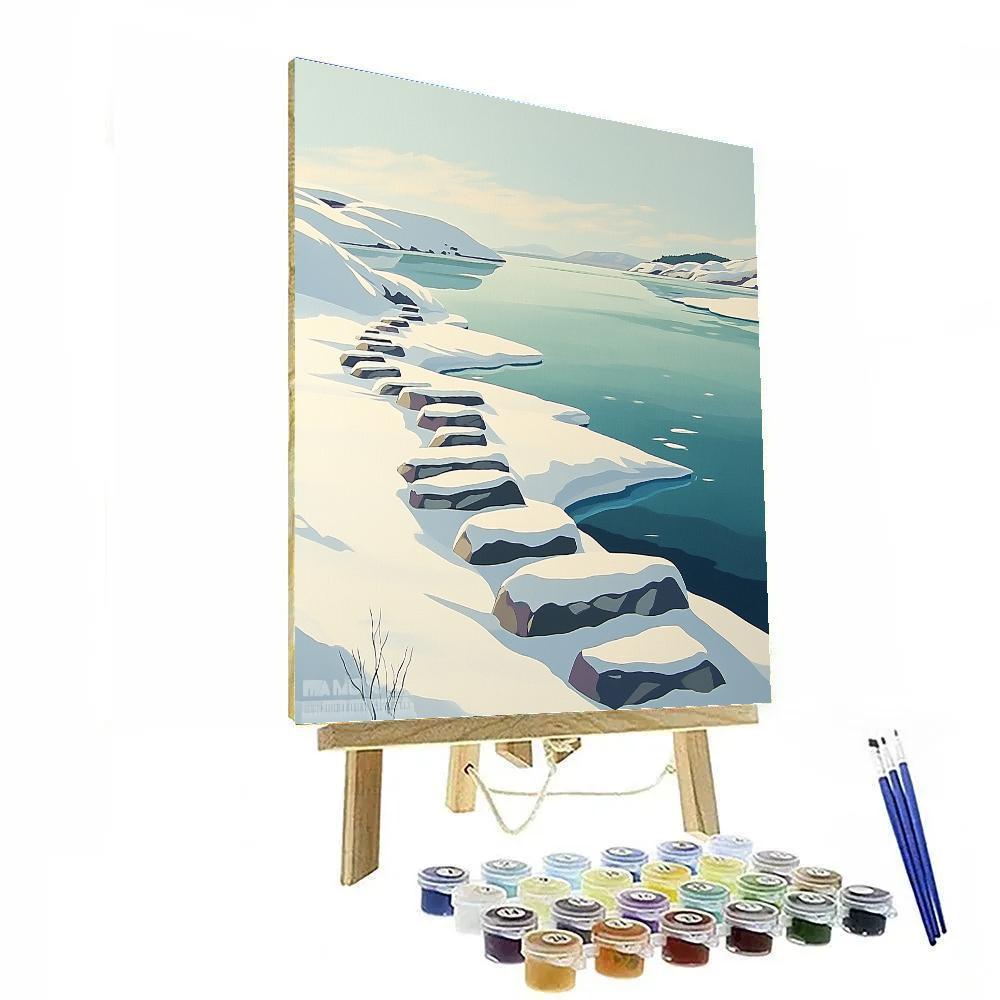 Franklin Carmichael Inspired Winter Violet Shadows On Snowy Granite Bay Numbered painting kits