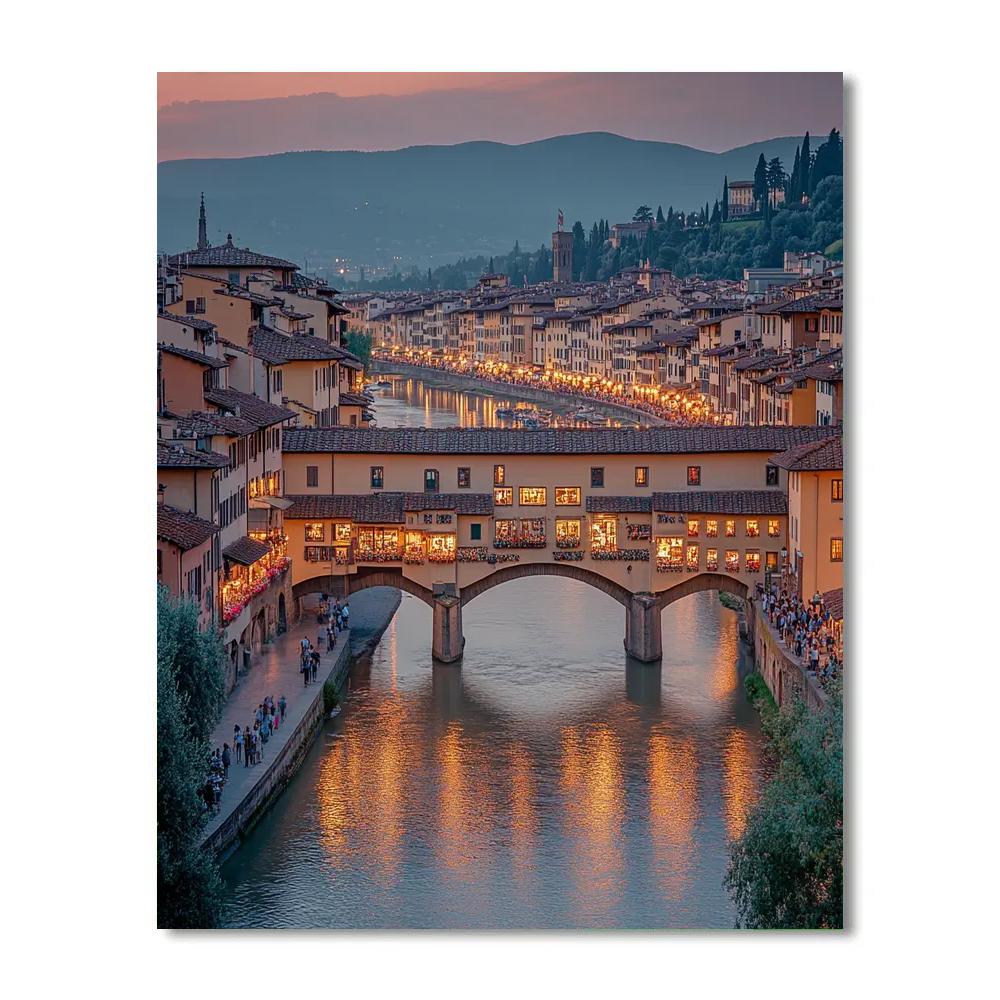 Historic Stone Bridge Of Ponte Vecchio Florence Italy Paint by numbers kits