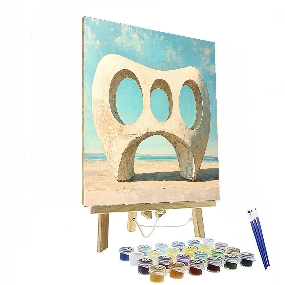 Georgia OKeeffe Inspired Sun Bleached Pelvis Bone And Cerulean Sky paint by color