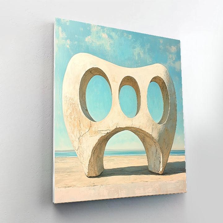 Georgia OKeeffe Inspired Sun Bleached Pelvis Bone And Cerulean Sky paint by color