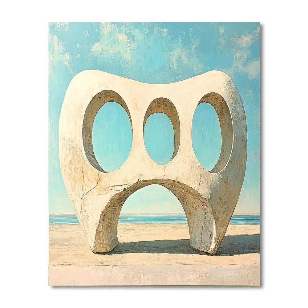Georgia OKeeffe Inspired Sun Bleached Pelvis Bone And Cerulean Sky paint by color