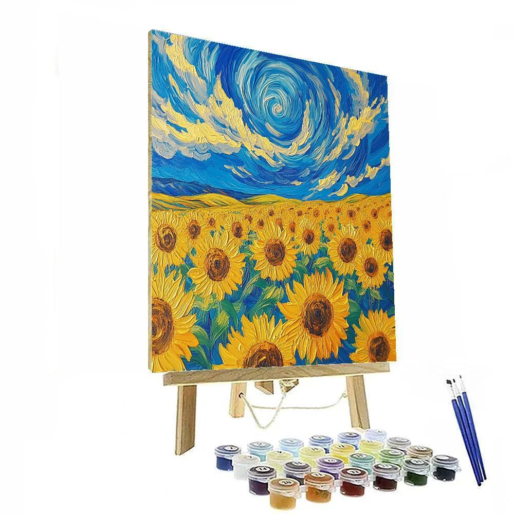 Van Gogh Inspired Sunflower Fields Number painting