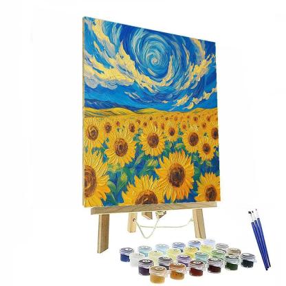 Van Gogh Inspired Sunflower Fields Number painting