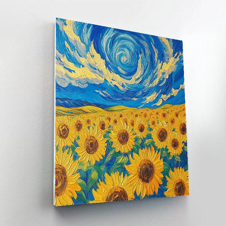 Van Gogh Inspired Sunflower Fields Number painting