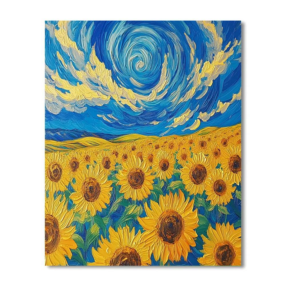 Van Gogh Inspired Sunflower Fields Number painting