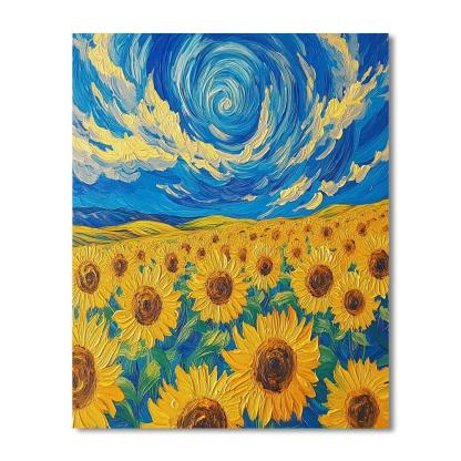 Van Gogh Inspired Sunflower Fields Number painting