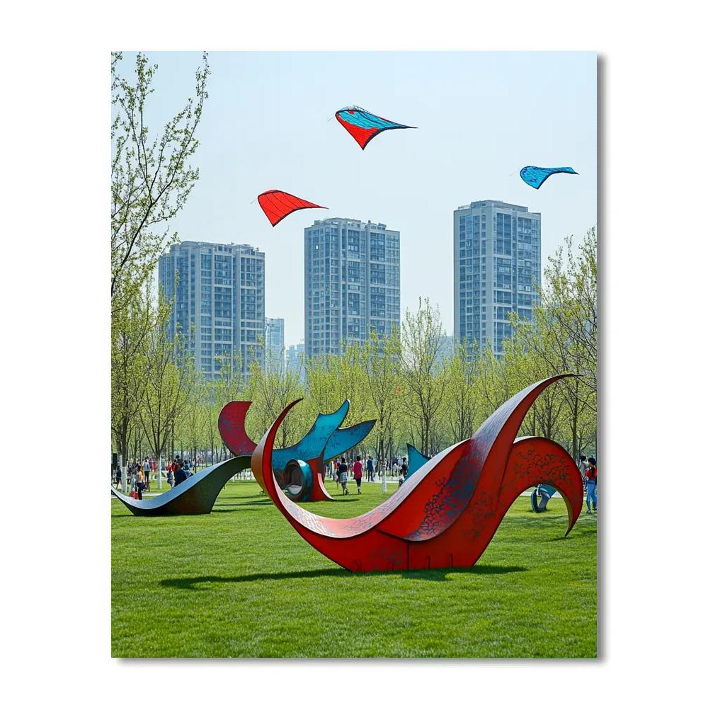 Modern Sculpture Park In Chaoyang Park Beijing China paint by numbers