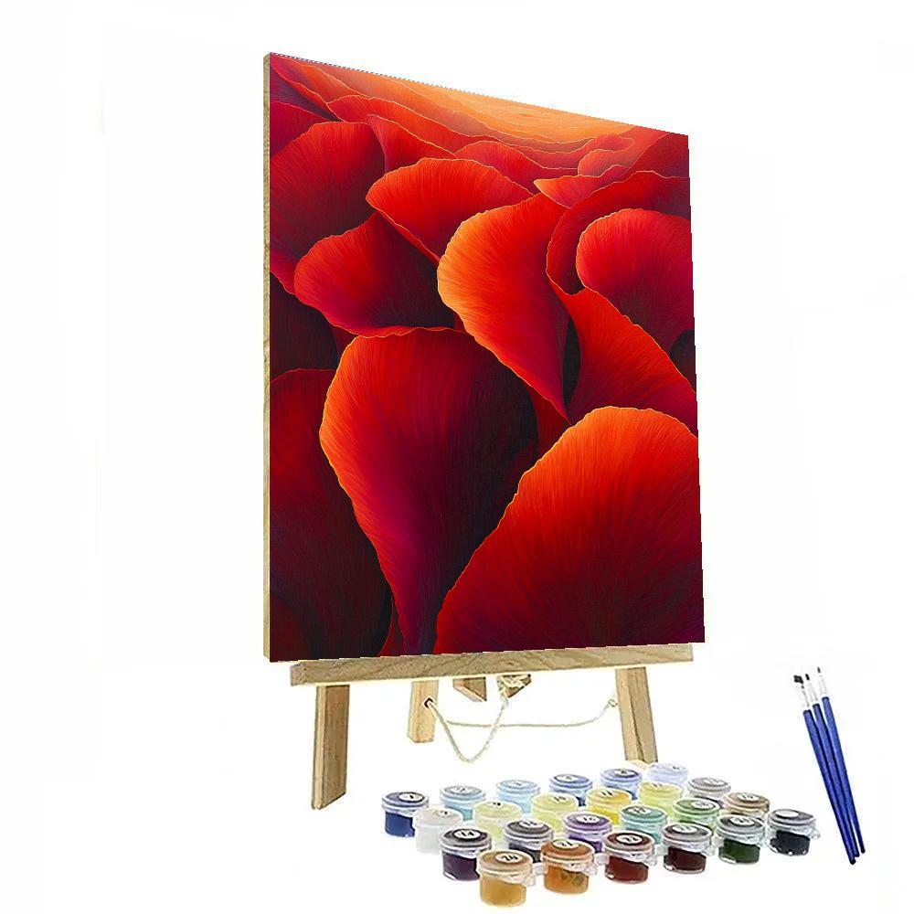 Georgia OKeeffe Inspired Red Canna Petal Canyon Abstraction paint by number