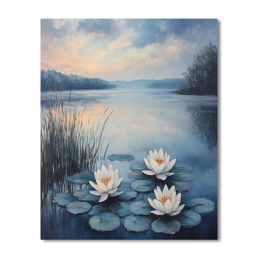 Monet Inspired Morning Lake Mist paint by number