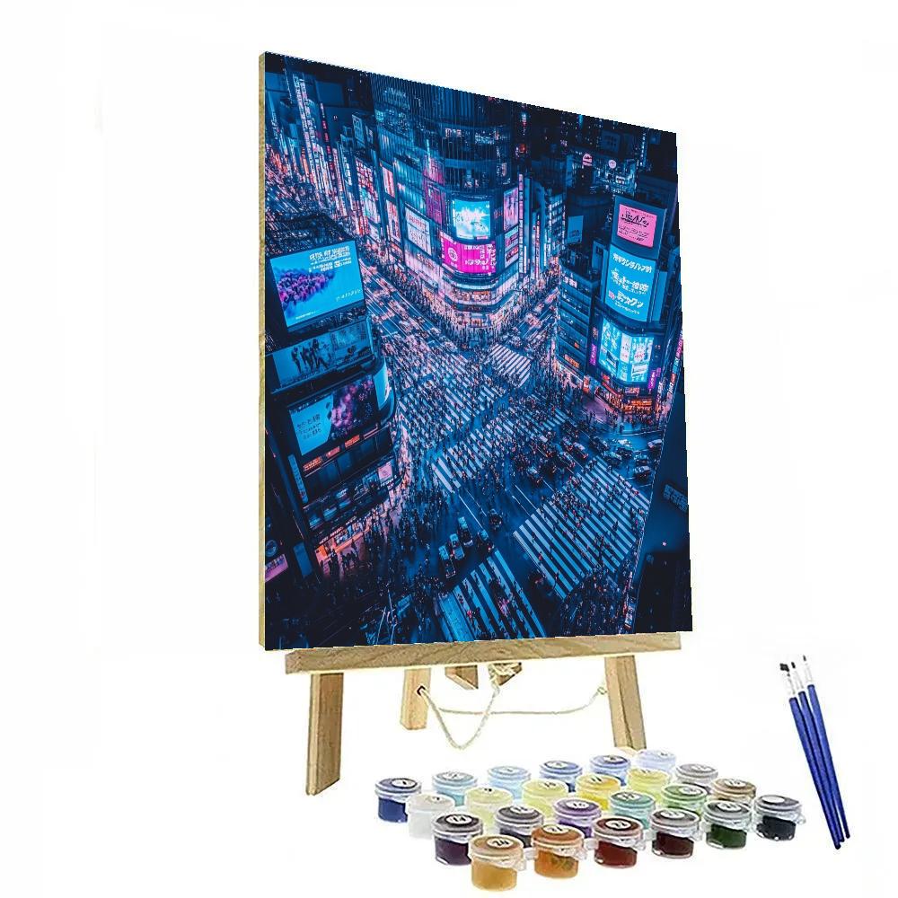 Aerial View Of Shibuya Crossing Tokyo Japan paint by number