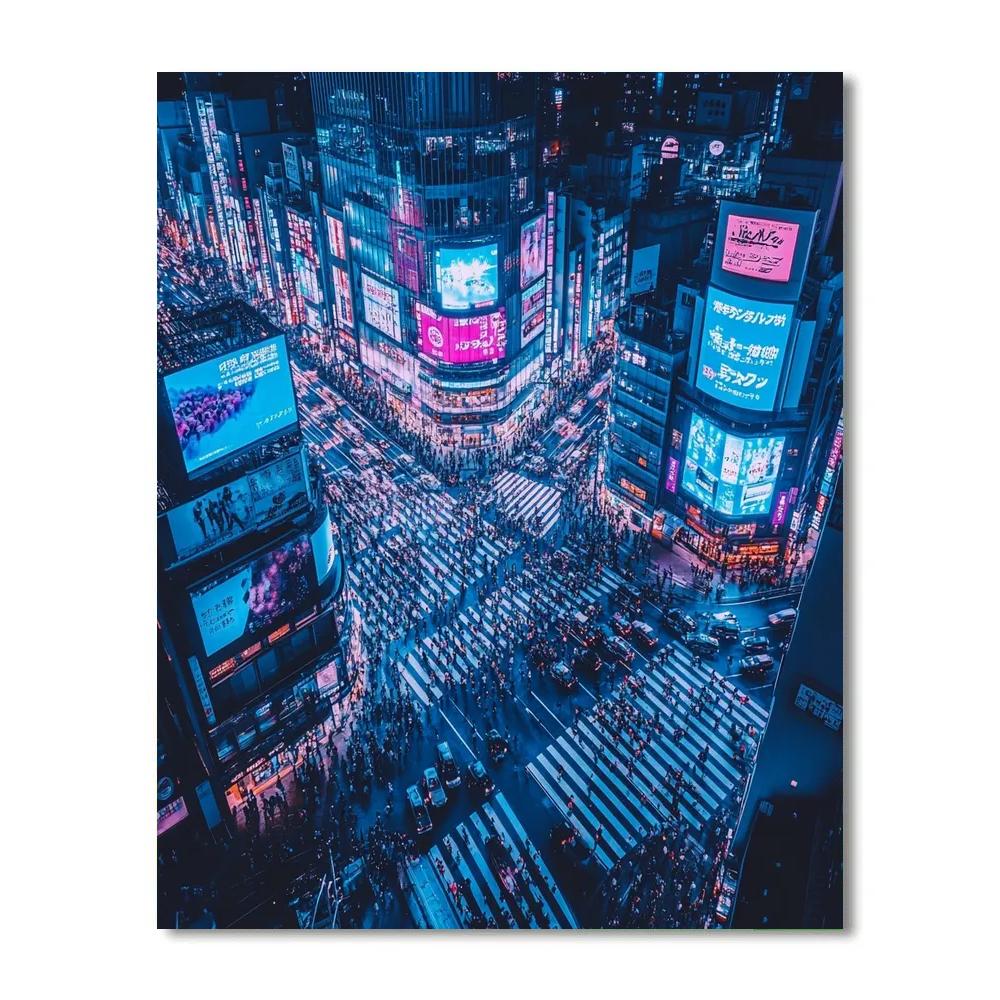 Aerial View Of Shibuya Crossing Tokyo Japan paint by number