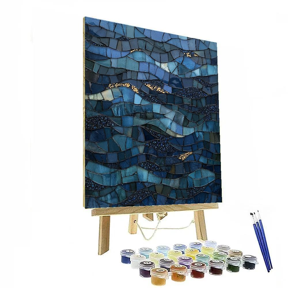 Jean-Paul Riopelle Inspired Basalt Reef Of Midnight Blues paint by color