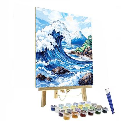 Hokusai Inspired Ocean Wave And Mountain Numbered painting kits