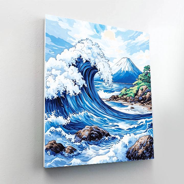 Hokusai Inspired Ocean Wave And Mountain Numbered painting kits