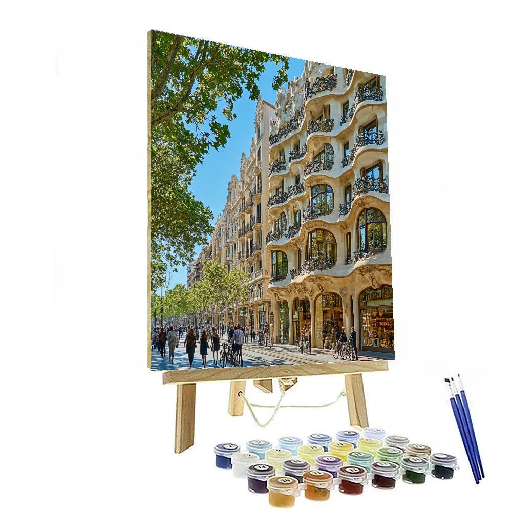 Art Nouveau Facades On Passeig De Gracia Barcelona Spain paint by number
