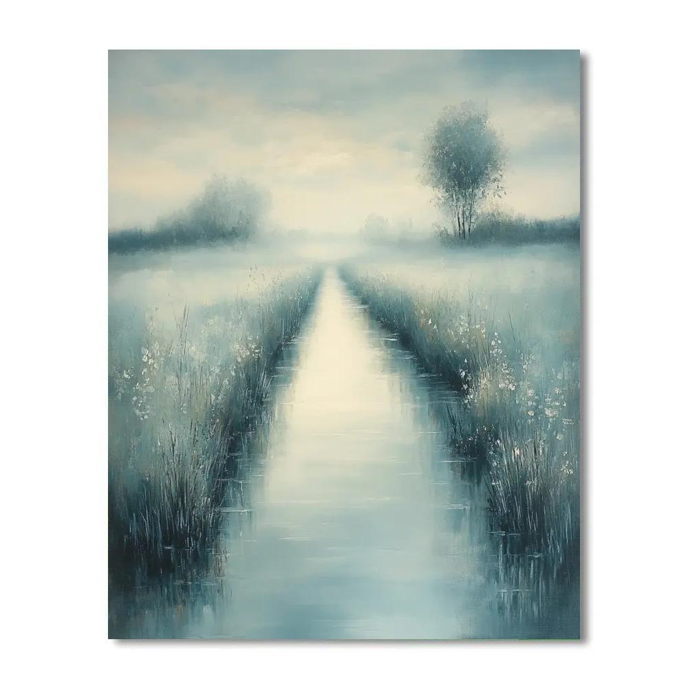 Claude Monet Inspired Foggy Canal At Dawn painting number kit