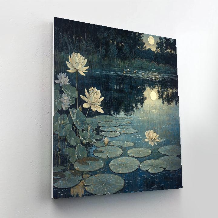 Claude Monet Inspired Lilies Under Silver Moon Painting by numbers kit