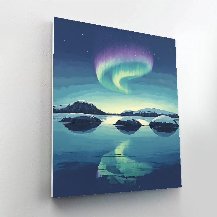 Lawren Harris Inspired Aurora Crown Over Granite Isles paint by number