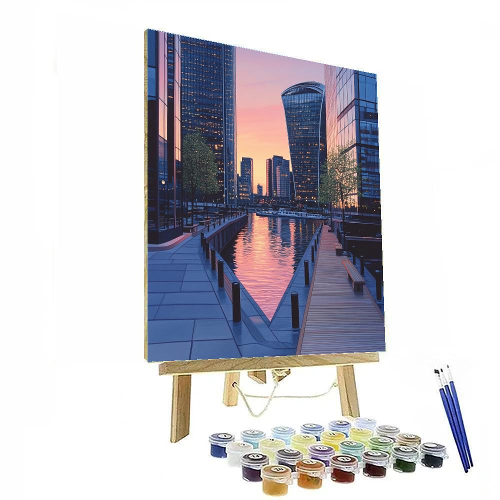 Futuristic Skyline Of Canary Wharf London United Kingdom DIY paint by numbers
