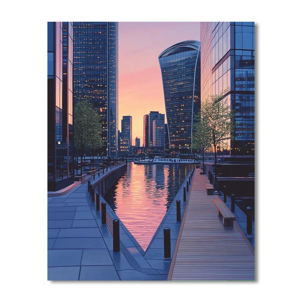 Futuristic Skyline Of Canary Wharf London United Kingdom DIY paint by numbers